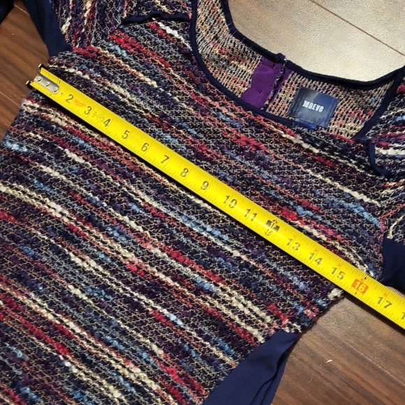 Anthropologie Maeve Blue Multicolored Knit Boucle Textured Tweed Dress - Picture 6 of 8